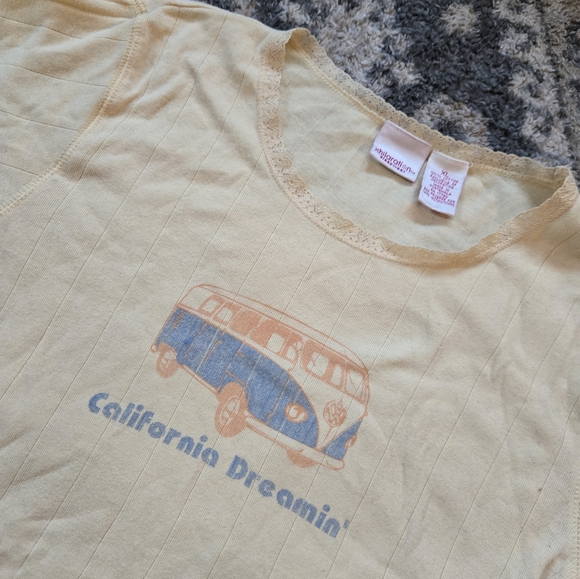 Vintage Y2k 2000s Sleepwear California Dreamin Hippie Bus Voltswagon Sz XL Yello - Picture 1 of 2